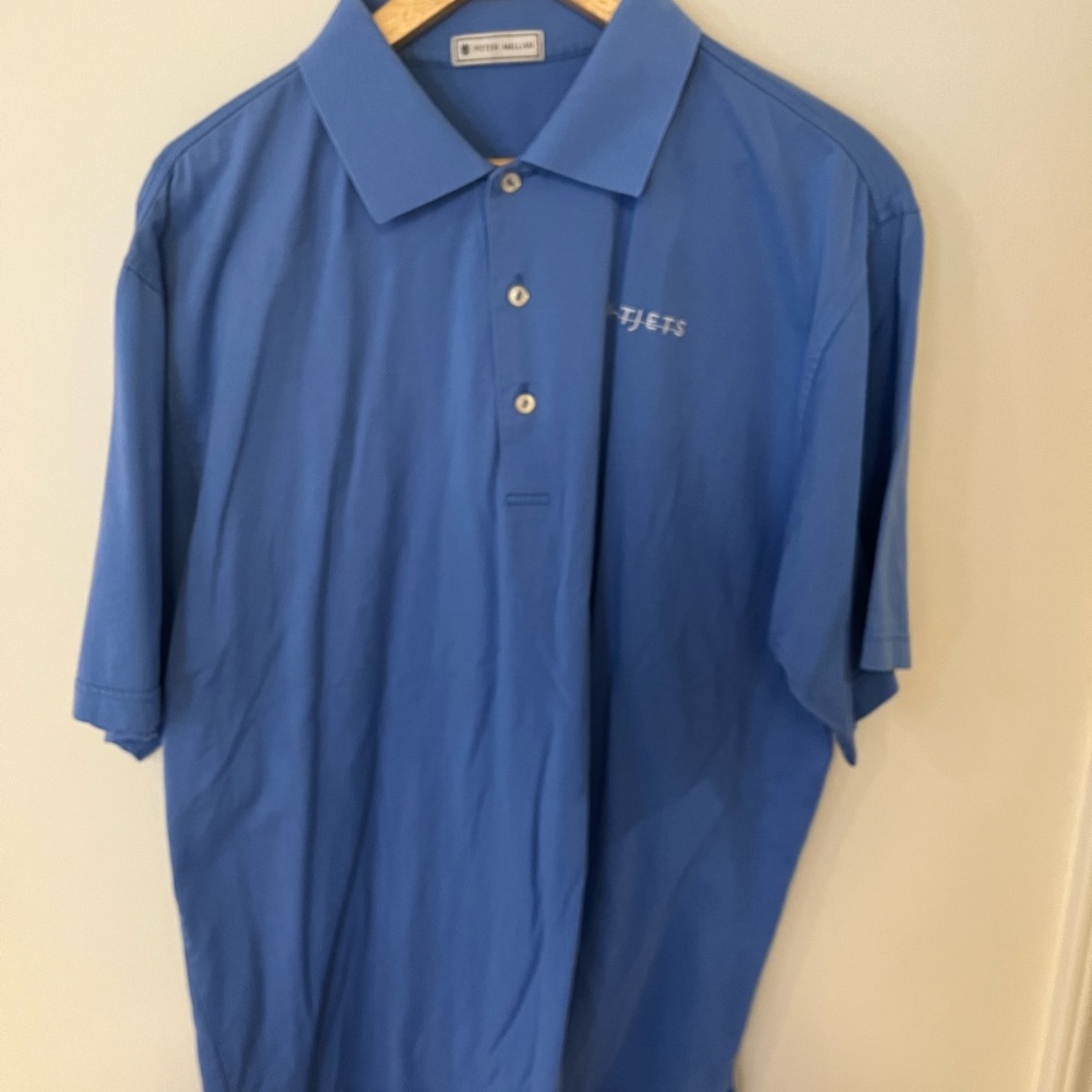 Peter Millar Mens Large Blue Polo (NetJets logo)